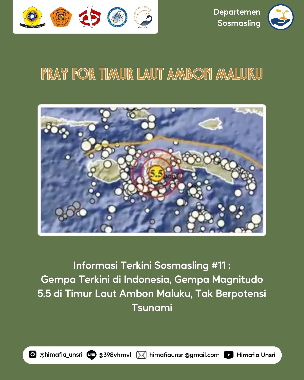 [Informasi Terkini  Sosmasling #11: Gempa Terkini di Indonesia, Gempa Magnitudo 5.5 di Timur Laut Ambon Maluku, Tak Berpotensi Tsunami]
